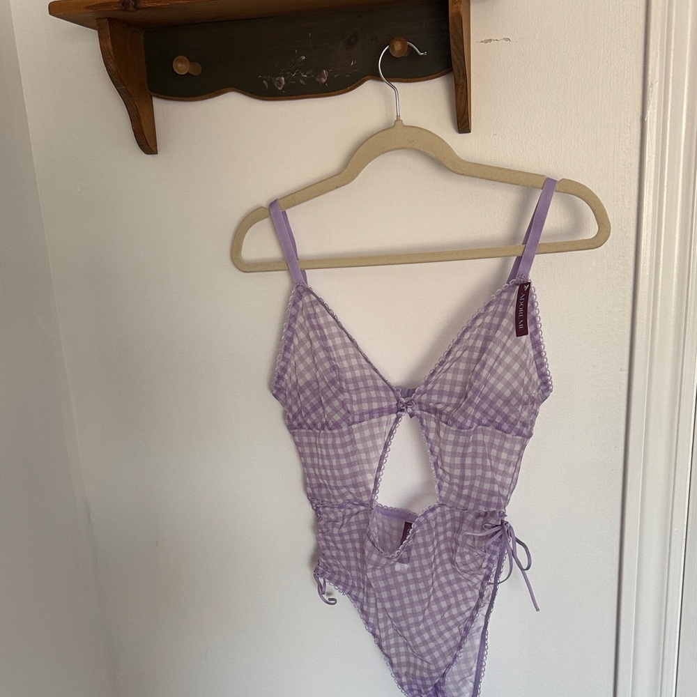 Adore Me Purple Chemise with Adjustable Straps and Sweetheart Neckline